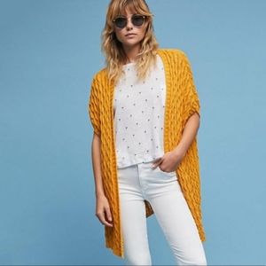 Anthropologie mo:vint Mustard Open Front Cardigan